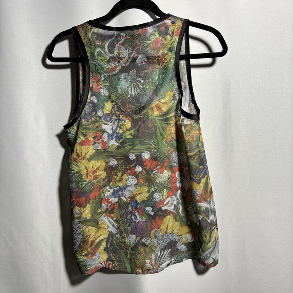 Tropical Fish Turtle Sea Plants Tank Top Blouse Kitsch Twee‎ Quirky Y2K V Neck S - Picture 2 of 9